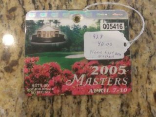 2005 Masters Badge/ticket.  Tiger Woods Last Masters Win