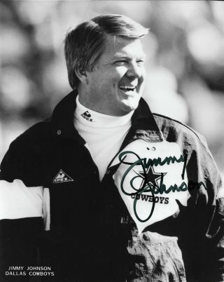Jimmy Johnson Hand Signed Autographed 8x10 Photo Dallas Cowboys With 1