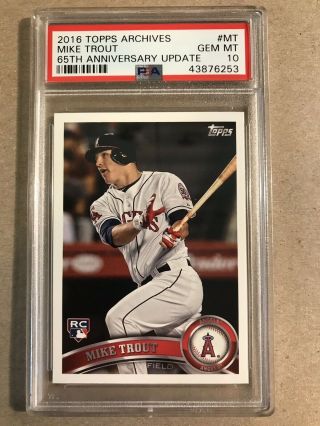 Mike Trout 2016 Topps Archives 65th Anniversary 2011 Update Psa 10