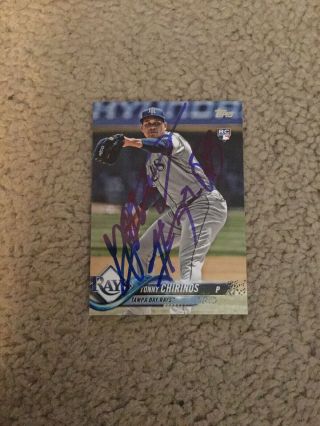 Yonny Chirinos Tampa Rays Autograph Auto Signed 2018 Topps Update Rookie Card