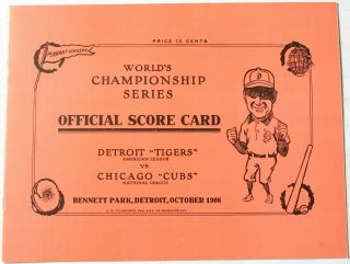 1908 World Series Opie Reprint Program Le Chicago Cubs Vs Detroit Tigers