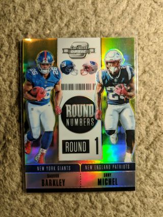 2018 Contenders Round Numbers Saquon Barkley Sony Michel Gold 03/10 Ssp Rc Prizm
