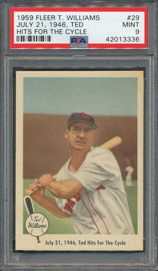 1959 Fleer Ted Williams 29 July 21,  1946 Hits Cycle Psa 9 3336
