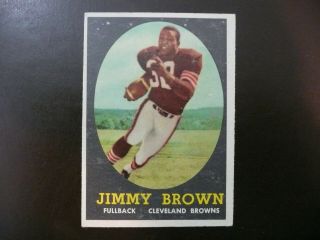 1958 Topps Football Card 62 Jim Brown - Rc Rookie Card -,