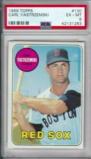 1969 Topps 130 Carl Yastrzemski Psa 6 Ex - Mt Boston Red Sox