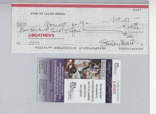 Stan Musial St Louis Cardinals Baseball Hof Autographed Bank Check Jsa