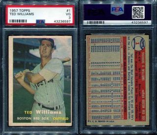 1957 Topps 1 Ted Williams Psa 3 (6597)