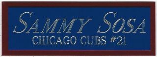 Sammy Sosa Chicago Cubs Nameplate Autographed Signed Baseball Display Cube Case