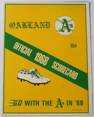 1968 Oakland Athletics Vs.  Chicago White Sox Scorecard A 