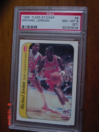 1986 Michael Jordan Fleer Rc Rookie Sticker Psa 8 St