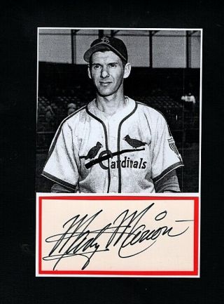 1942 Marty Marion - St.  Louis Cardinals Autographed Cut W/photo - (d.  2011)