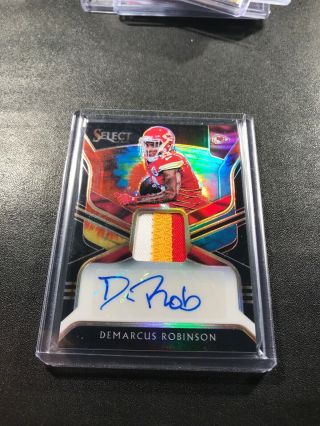 2018 Select Demarcus Robinson Patch Auto - Chiefs - 14/25 Tyedie 
