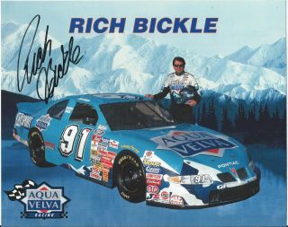 Signed 2000 Rich Bickle 91 Nascar Busch Series " Aqua Velva Racing " Postcard