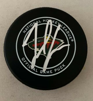 Jordan Greenway Signed Minnesota Wild Official Game Puck Autographed