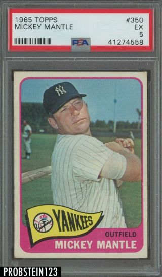 1965 Topps 350 Mickey Mantle York Yankees Hof Psa 5 Ex