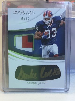 Andre Reed Auto Jersey Patch /95 Eye Black 2018 Panini Immaculate Bills Gold Ink