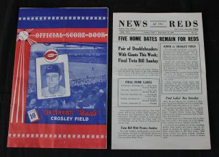 Vintage 1949 Cincinnati Reds Official Score Book,  News Of The Reds,  St.  Louis