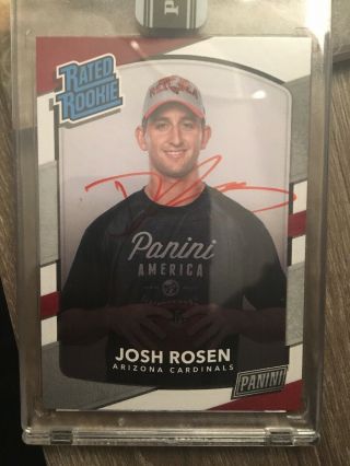 Josh Rosen 2018 Panini Instant Rc Next Day Red Ink On - Card Autograph Auto D 3/5