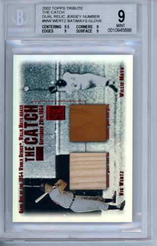 2002 Topps Tribute Willie Mays " The Catch " Jersey Number Bgs 9.  0 6/24 Pop 1