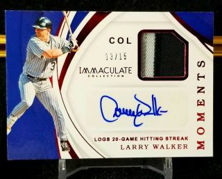 Larry Walker 2019 Panini Immaculate Moments Auto Red 13/15 Colorado Rockies