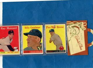 1958 Topps Holiday Rack Pack Hof Pee Wee Reese Front Baseball Card Exmt