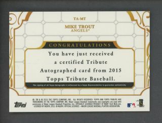 2015 Topps Tribute Gold Mike Trout Angels AUTO 8/25 2