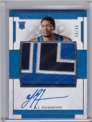 2016 - 17 National Treasures Rookie Patch Rpa Auto 109 A.  J.  Hammons 50/99