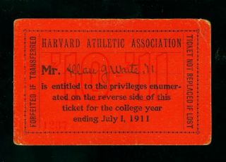 1910 - 11 Harvard University Football,  Baseball,  Etc.  Season Pass