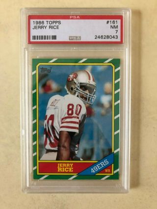 1986 Topps 161 Jerry Rice Psa 7 Nm San Francisco 49ers Rc Rookie Football Card