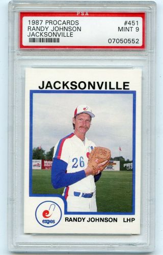 1987 Procards 451 Randy Johnson Minor League Rookie Rc,  Expos - Psa 9 (50552)