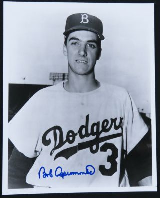 Bob Aspromonte Brooklyn Dodgers Baseball Autographed Signed 8x10 B&w Photo