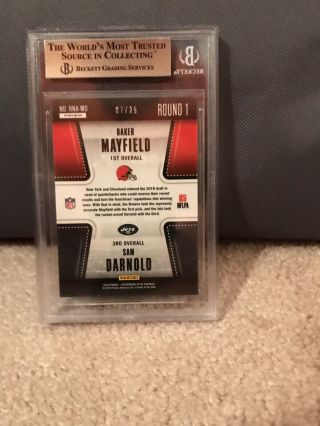 2018 Panini Contenders Optic Blue/25 Baker Mayfield Sam Darnold BGS 9.  5 2