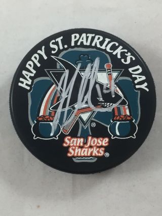 San Jose Sharks Jonathan Cheechoo Signed St.  Patrick’s Day Nhl Puck