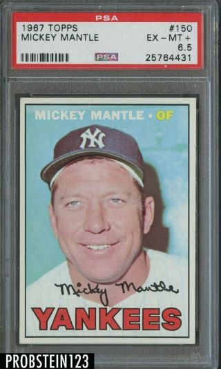 1967 Topps 150 Mickey Mantle York Yankees Hof Psa 6.  5 Ex - Mt,