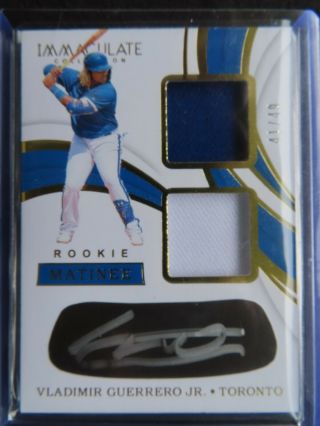 2019 Panini Immaculate Vladimir Guerrero Jr Rookie Auto Dual Patch 41 Of 49