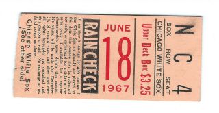 Mickey Mantle Hit,  Tommy John Win Ticket Stub; Yankees At White Sox 6/18/1967