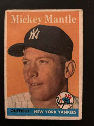 1958 Topps 150 Mickey Mantle Hof York Yankees