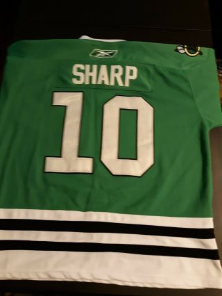PATRICK SHARP Chicago Blackhawks Green NHL CENTER ICE Hockey Jersey size 54 2