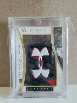 2015 Immaculate Cleats Francisco Lindor Rc Rookie Under Armour Cleat Patch 1/1