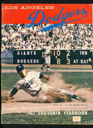 1963 Los Angeles Dodgers Yearbook Sandy Koufax Don Drysdale Maury Wills