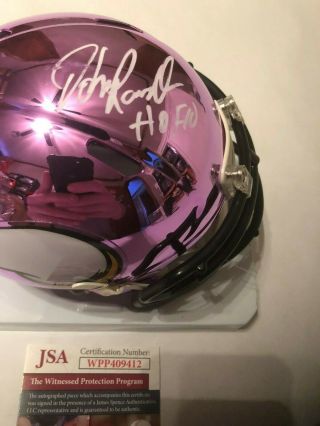 John Randle Autographed Minnesota Vikings Chrome Mini Helmet ' HOF 10 ' JSA 2