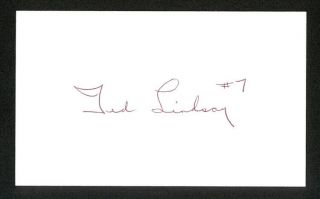 Ted Lindsay Hof Detroit Red Wings Signed Autograph Auto 3x5 Index Card
