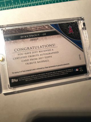 2018 Topps Tribute Mike Trout Auto /15 Los Angeles Angels 2