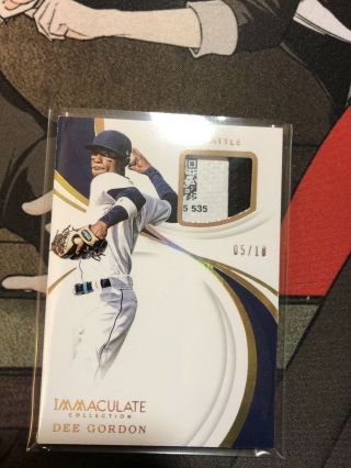 Dee Gordon 2019 Panini Immaculate Game Laundry Tag /10 Seattle Mariners