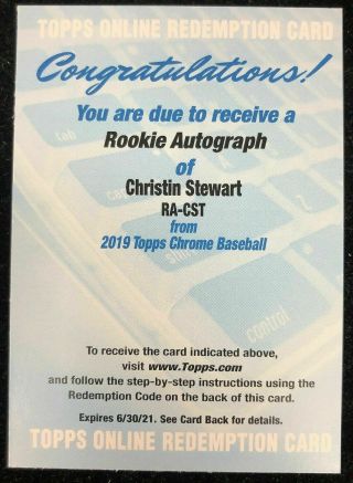 2019 Topps Chrome Autograph Christin Stewart Tigers Auto Redemption