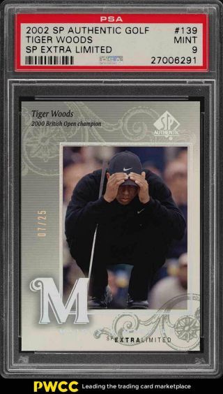 2002 Sp Authentic Golf Extra Limited Tiger Woods Rookie Rc /25 139 Psa 9 (pwcc)