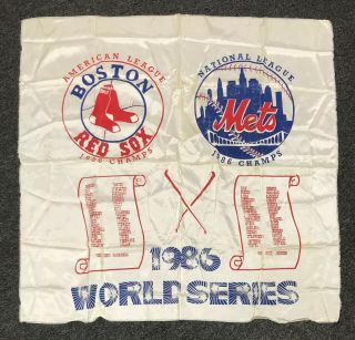 1986 World Series 42x42 Banner Flag York Mets Vs Boston Red Sox