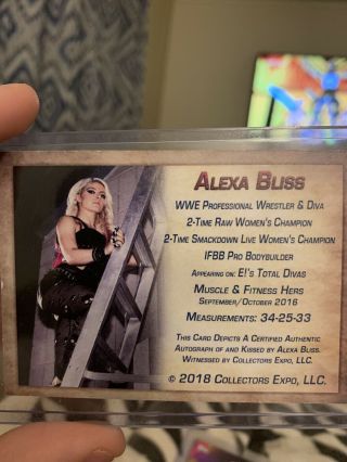 Alexa Bliss Kiss Auto Autograph Card WWE | Certified Authentic Collectors Expo 2