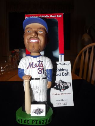 2001 Mike Piazza All Star Game Ny Mets Bobbing Bobble Head Nodder W/ Box 2001