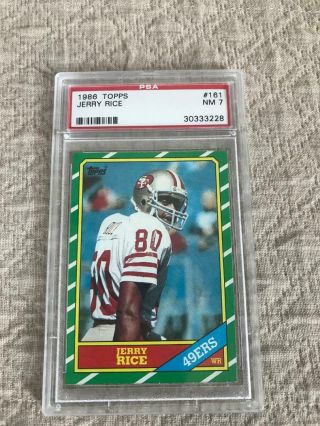1986 Topps 161 Jerry Rice San Francisco 49ers Rc Rookie Card Hof Psa 7 Hof